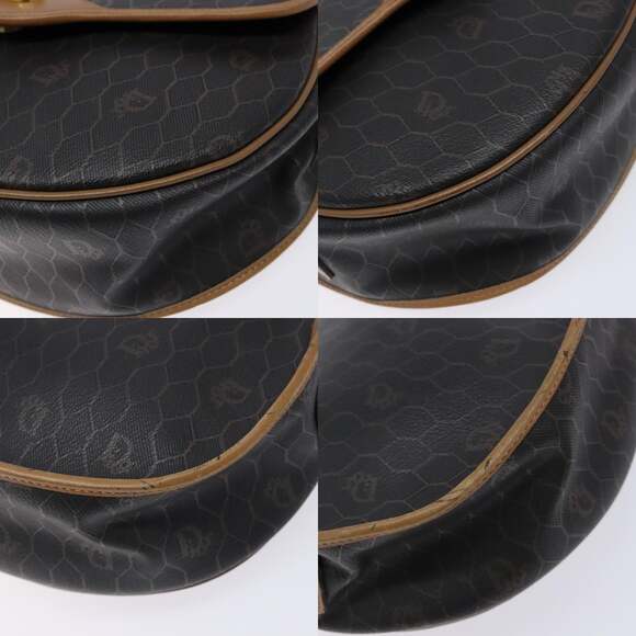 DIOR Honeycomb Canvas Shoulder Bag Pvc Black Gold - Picture 10 of 13